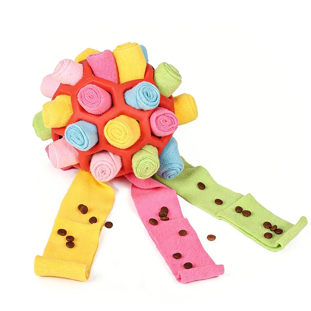 Interactive Snuffle Ball for Pets - Treat Dispensing Toy for Nose Work Training and Stress Relief, Machine Washable