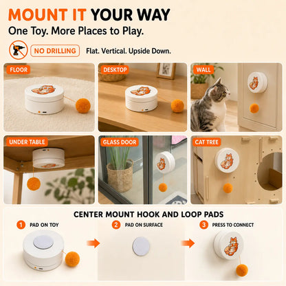 Interactive Smart Rotating Cat Teaser Toy with Rechargeable Battery, Five Play Modes, Touch Activation, Auto Sleep Function, Versatile Mounting Options, and Replaceable String for Indoor Cats and Kittens