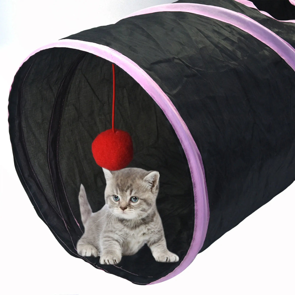 21-Piece Interactive Cat Toy Set Featuring Black Tunnel, Plush Mouse Chaser, Rattling Paper Balls, and Spring Hose for Cats and Kittens