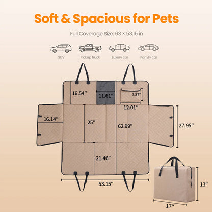 Cozila Premium Waterproof Back Seat Protector for Large Dogs - Foldable Pet Car Cover for SUVs and Trucks