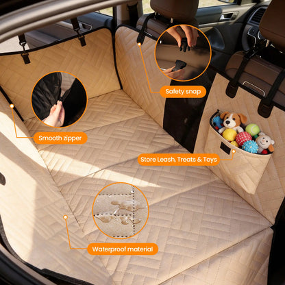 Cozila Premium Waterproof Back Seat Protector for Large Dogs - Foldable Pet Car Cover for SUVs and Trucks