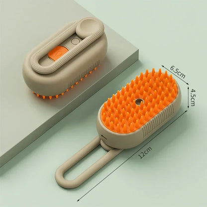 3-in-1 Pet Massage Brush with Steam Spray and Rotatable Design for Efficient Fur Removal