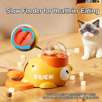 Duck-Shaped Interactive Dog Treat Dispenser Toy - Slow Feeder Puzzle for Healthy Eating and Cognitive Development, Crafted from Durable Plastic