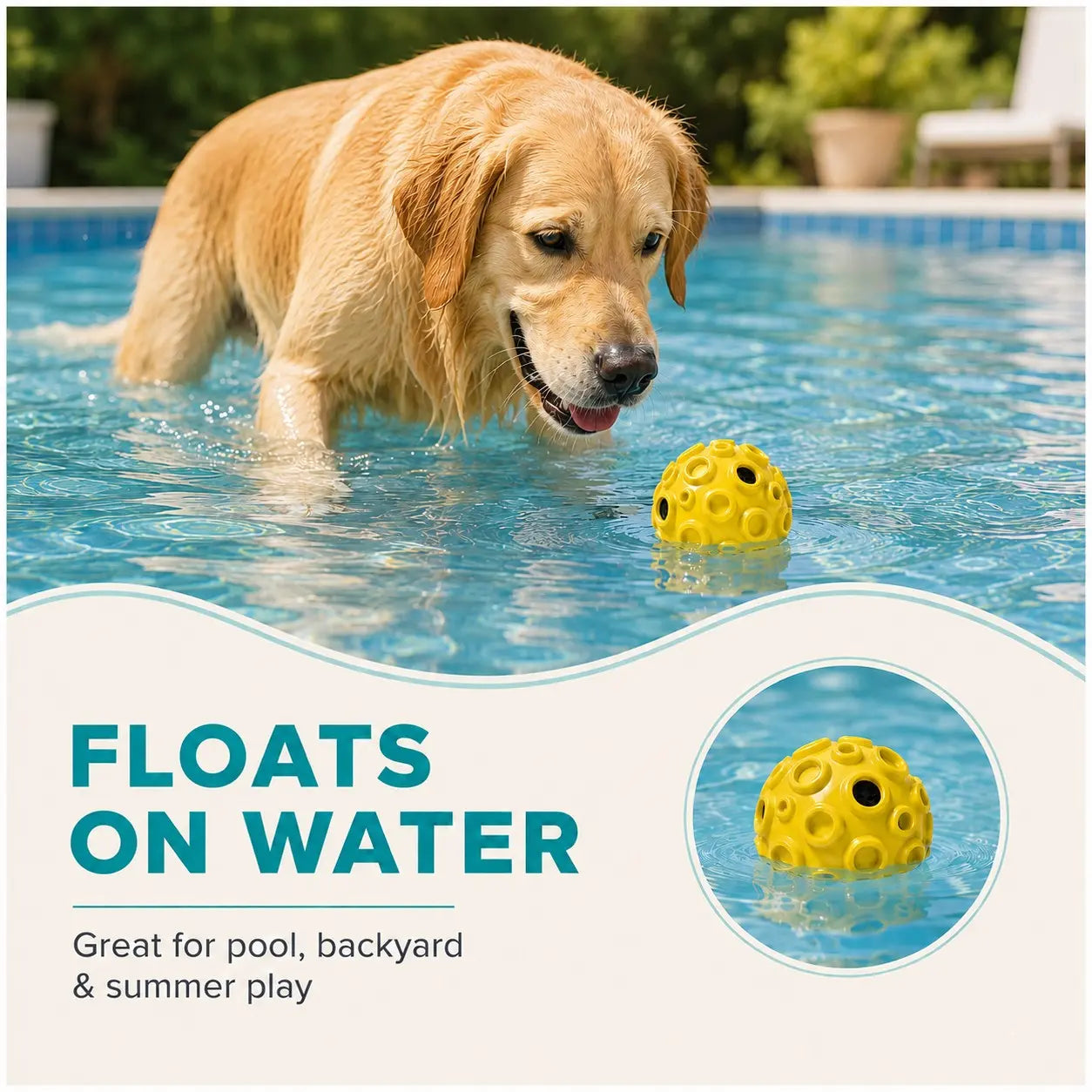 Interactive Floating Dog Ball - 4.72-Inch TPR Toy for Medium and Large Dogs, Perfect for Outdoor Fetch, Water Activities, and Exercise