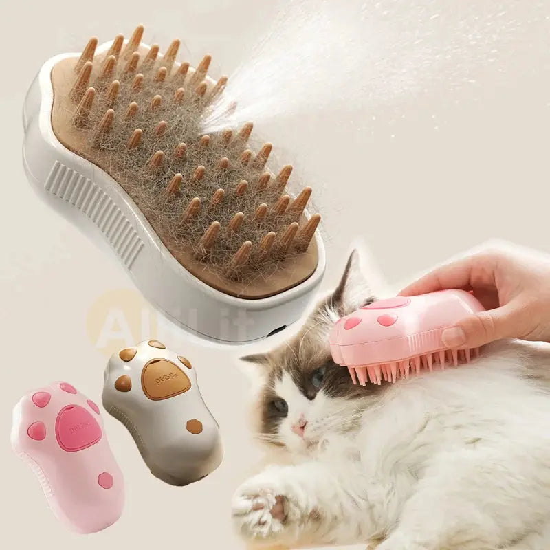 Electric Pet Grooming Steam Brush – 3-in-1 Water Spray Comb for Cats and Dogs, USB Rechargeable