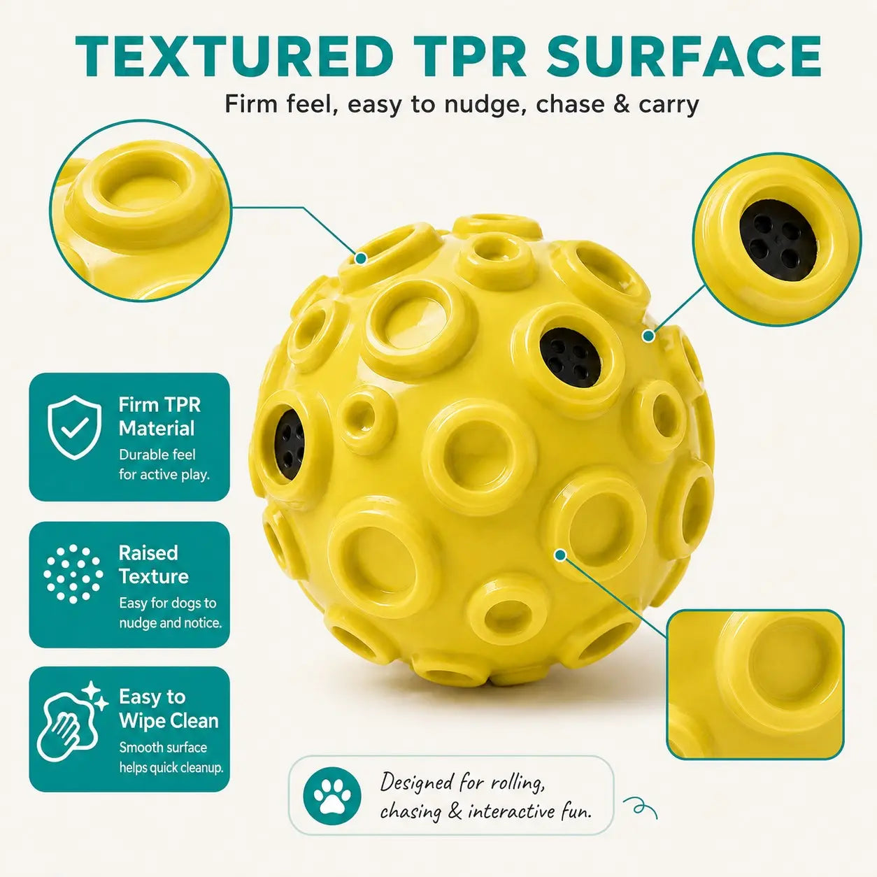 Interactive Floating Dog Ball - 4.72-Inch TPR Toy for Medium and Large Dogs, Perfect for Outdoor Fetch, Water Activities, and Exercise