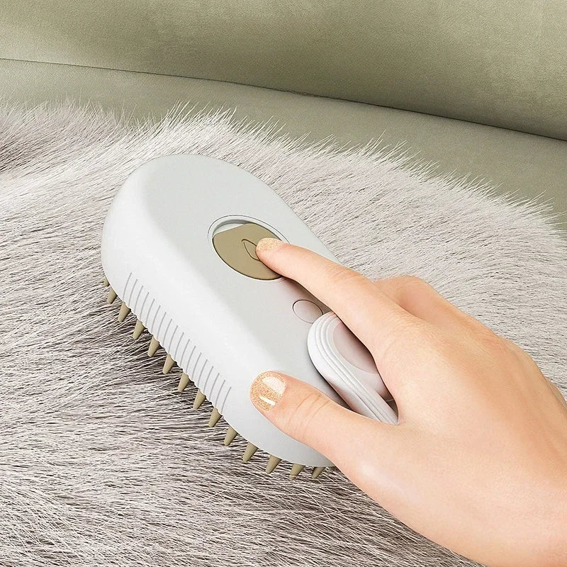 3-in-1 Pet Massage Brush with Steam Spray and Rotatable Design for Efficient Fur Removal
