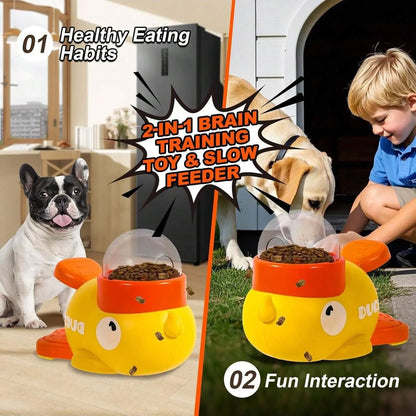 Duck-Shaped Interactive Dog Treat Dispenser Toy - Slow Feeder Puzzle for Healthy Eating and Cognitive Development, Crafted from Durable Plastic