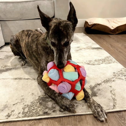 Interactive Snuffle Ball for Pets - Treat Dispensing Toy for Nose Work Training and Stress Relief, Machine Washable