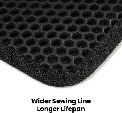 Honeycomb Grid Cat Litter Mat - Compact 23.6" x 14.6", Enhanced Waterproof and Leakproof Base, Efficient Litter Trap for Mess Prevention, Washable and Easy-to-Clean, Black