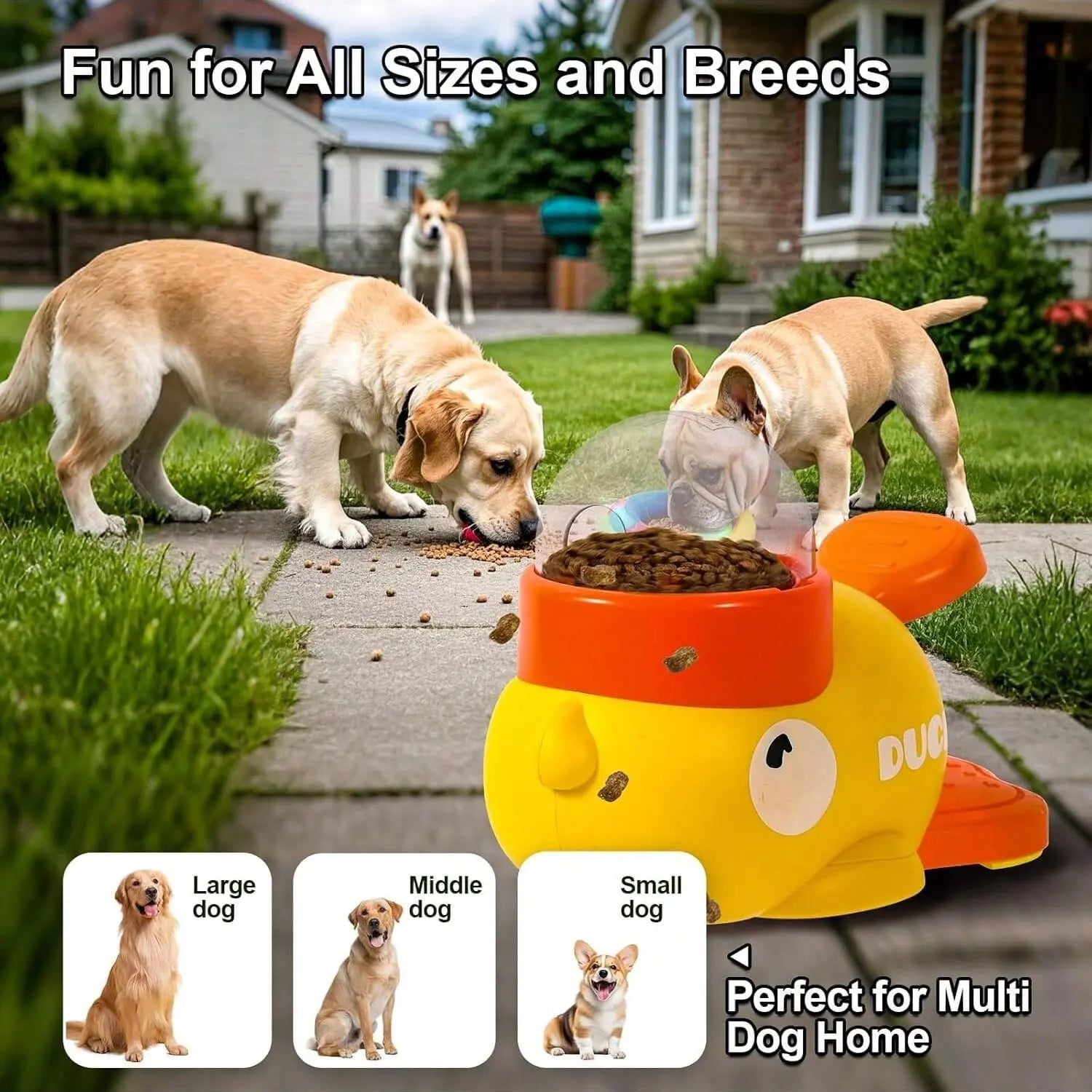 Duck-Shaped Interactive Dog Treat Dispenser Toy - Slow Feeder Puzzle for Healthy Eating and Cognitive Development, Crafted from Durable Plastic
