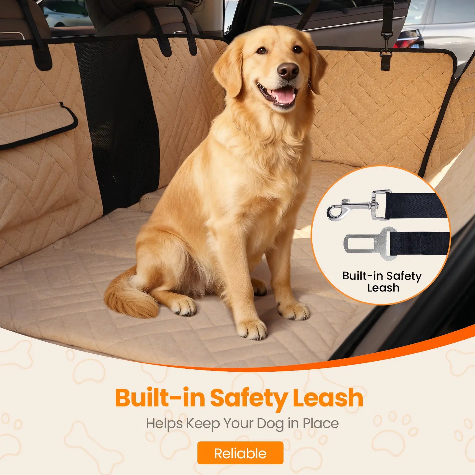 Cozila Premium Waterproof Back Seat Protector for Large Dogs - Foldable Pet Car Cover for SUVs and Trucks
