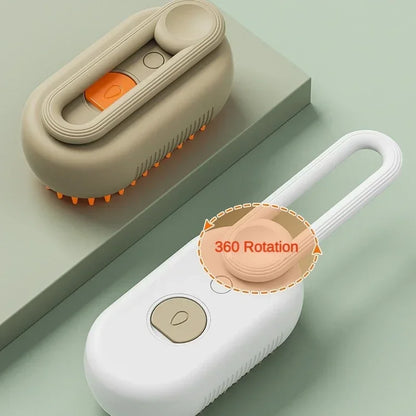 3-in-1 Pet Massage Brush with Steam Spray and Rotatable Design for Efficient Fur Removal