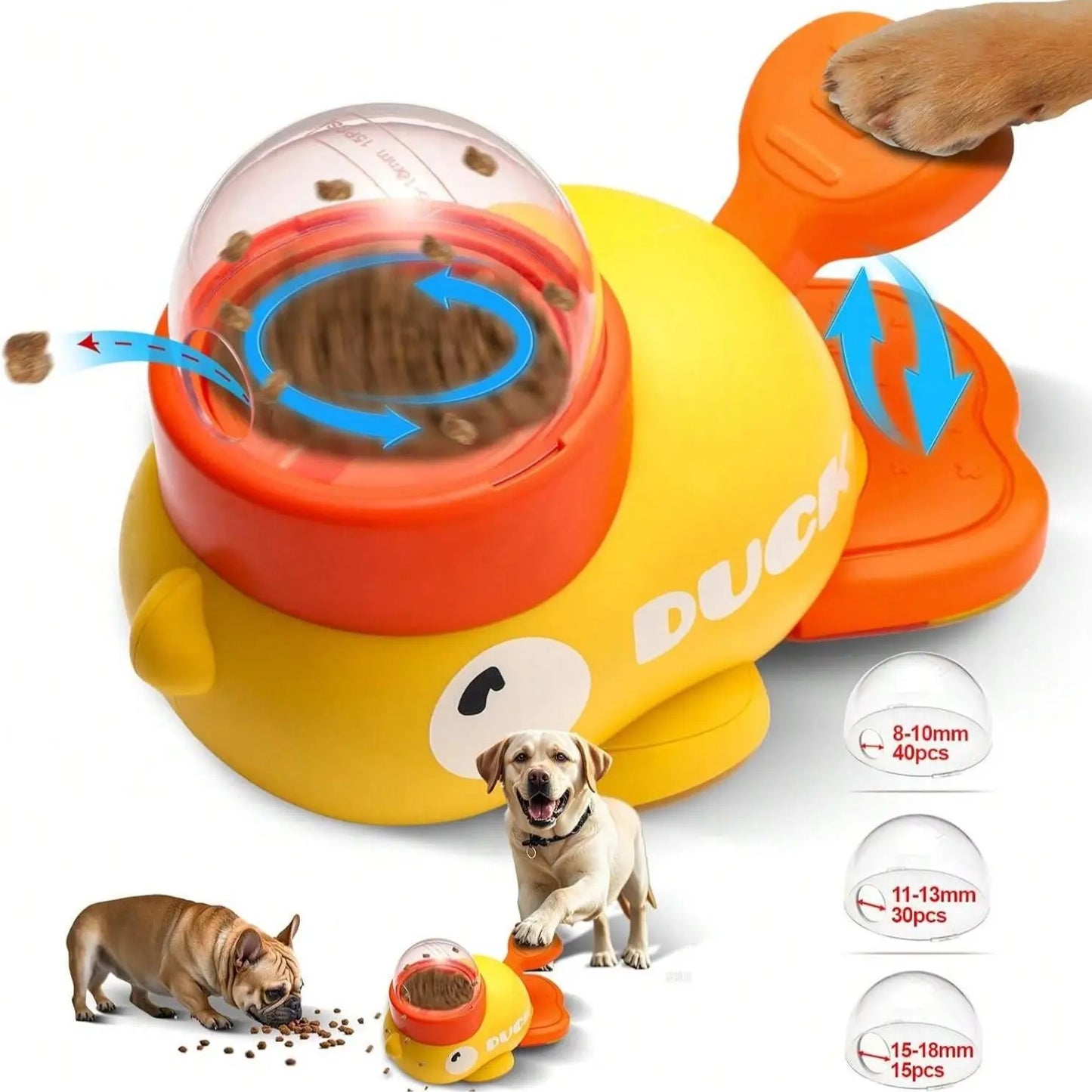 Duck-Shaped Interactive Dog Treat Dispenser Toy - Slow Feeder Puzzle for Healthy Eating and Cognitive Development, Crafted from Durable Plastic