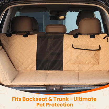 Cozila Premium Waterproof Back Seat Protector for Large Dogs - Foldable Pet Car Cover for SUVs and Trucks