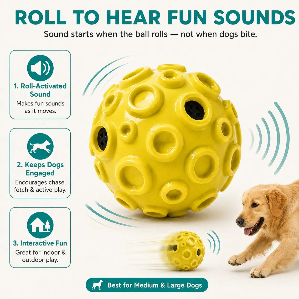 Interactive Floating Dog Ball - 4.72-Inch TPR Toy for Medium and Large Dogs, Perfect for Outdoor Fetch, Water Activities, and Exercise