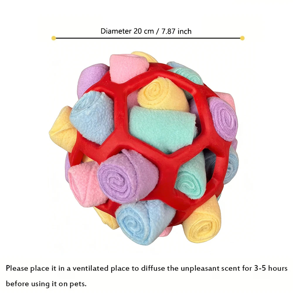 Interactive Snuffle Ball for Pets - Treat Dispensing Toy for Nose Work Training and Stress Relief, Machine Washable