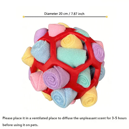 Interactive Snuffle Ball for Pets - Treat Dispensing Toy for Nose Work Training and Stress Relief, Machine Washable