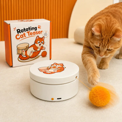 Interactive Smart Rotating Cat Teaser Toy with Rechargeable Battery, Five Play Modes, Touch Activation, Auto Sleep Function, Versatile Mounting Options, and Replaceable String for Indoor Cats and Kittens