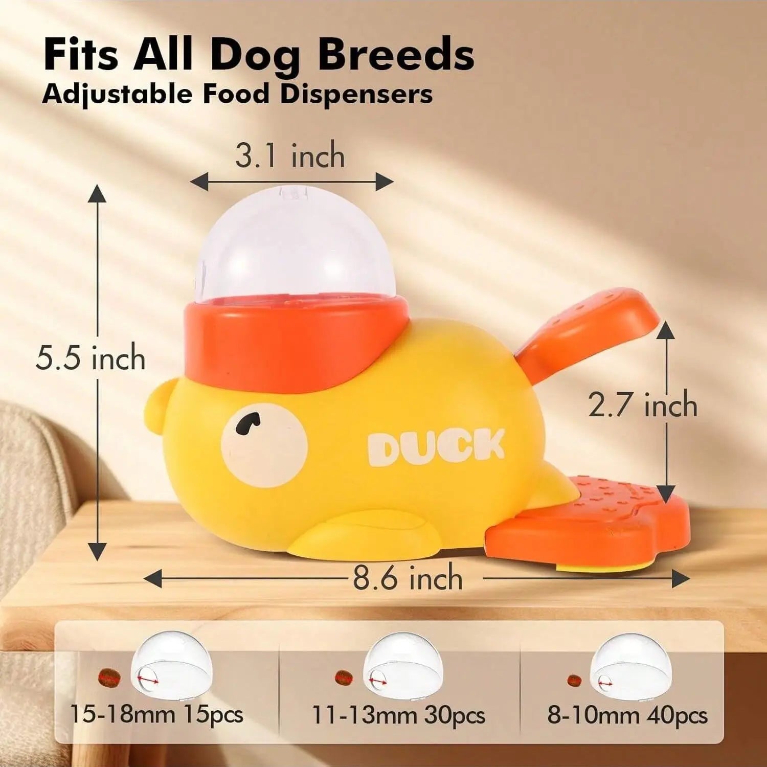 Duck-Shaped Interactive Dog Treat Dispenser Toy - Slow Feeder Puzzle for Healthy Eating and Cognitive Development, Crafted from Durable Plastic