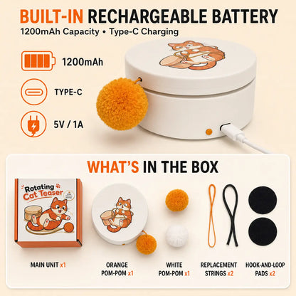 Interactive Smart Rotating Cat Teaser Toy with Rechargeable Battery, Five Play Modes, Touch Activation, Auto Sleep Function, Versatile Mounting Options, and Replaceable String for Indoor Cats and Kittens
