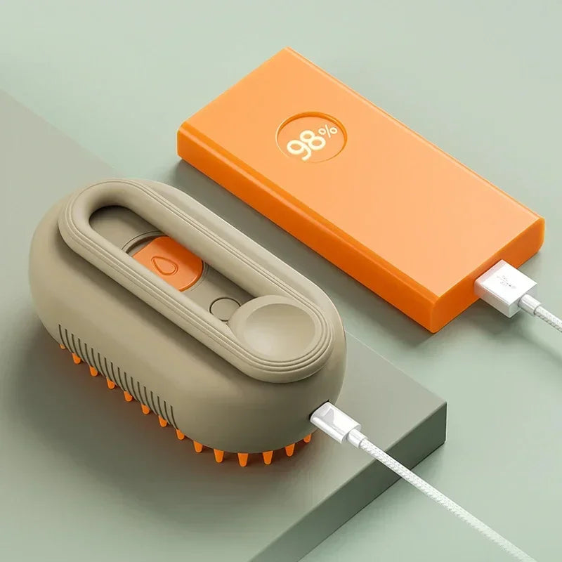 3-in-1 Pet Massage Brush with Steam Spray and Rotatable Design for Efficient Fur Removal