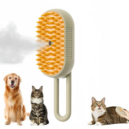 3-in-1 Pet Massage Brush with Steam Spray and Rotatable Design for Efficient Fur Removal