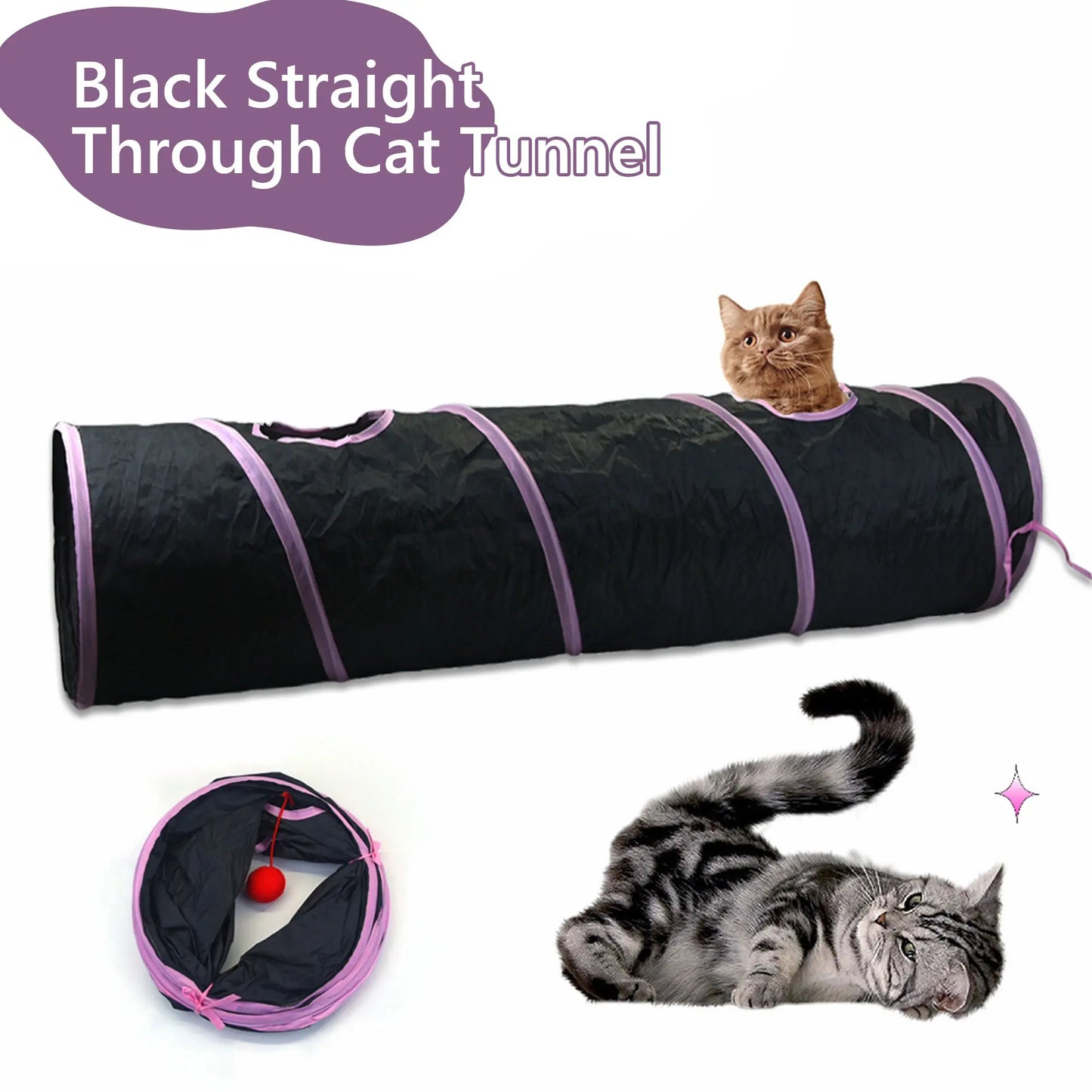 21-Piece Interactive Cat Toy Set Featuring Black Tunnel, Plush Mouse Chaser, Rattling Paper Balls, and Spring Hose for Cats and Kittens