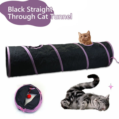 21-Piece Interactive Cat Toy Set Featuring Black Tunnel, Plush Mouse Chaser, Rattling Paper Balls, and Spring Hose for Cats and Kittens