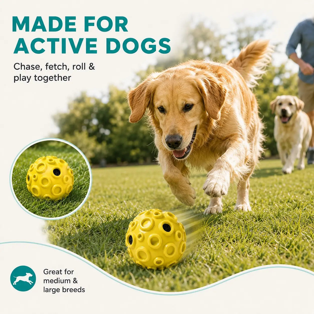 Interactive Floating Dog Ball - 4.72-Inch TPR Toy for Medium and Large Dogs, Perfect for Outdoor Fetch, Water Activities, and Exercise