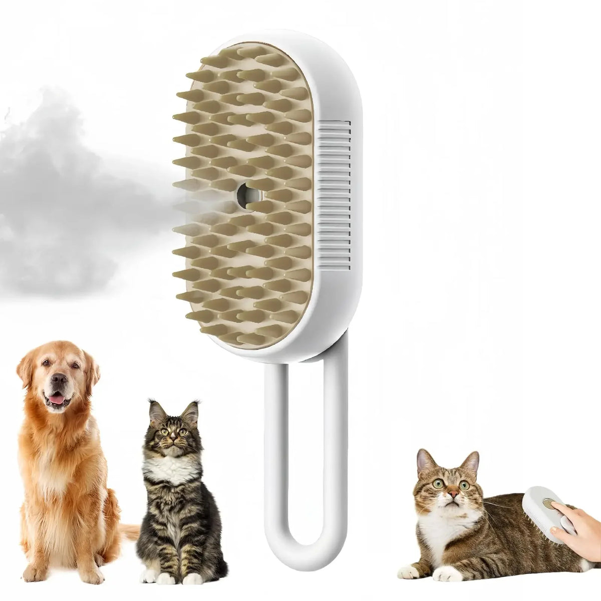 3-in-1 Pet Massage Brush with Steam Spray and Rotatable Design for Efficient Fur Removal