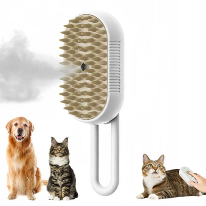 3-in-1 Pet Massage Brush with Steam Spray and Rotatable Design for Efficient Fur Removal